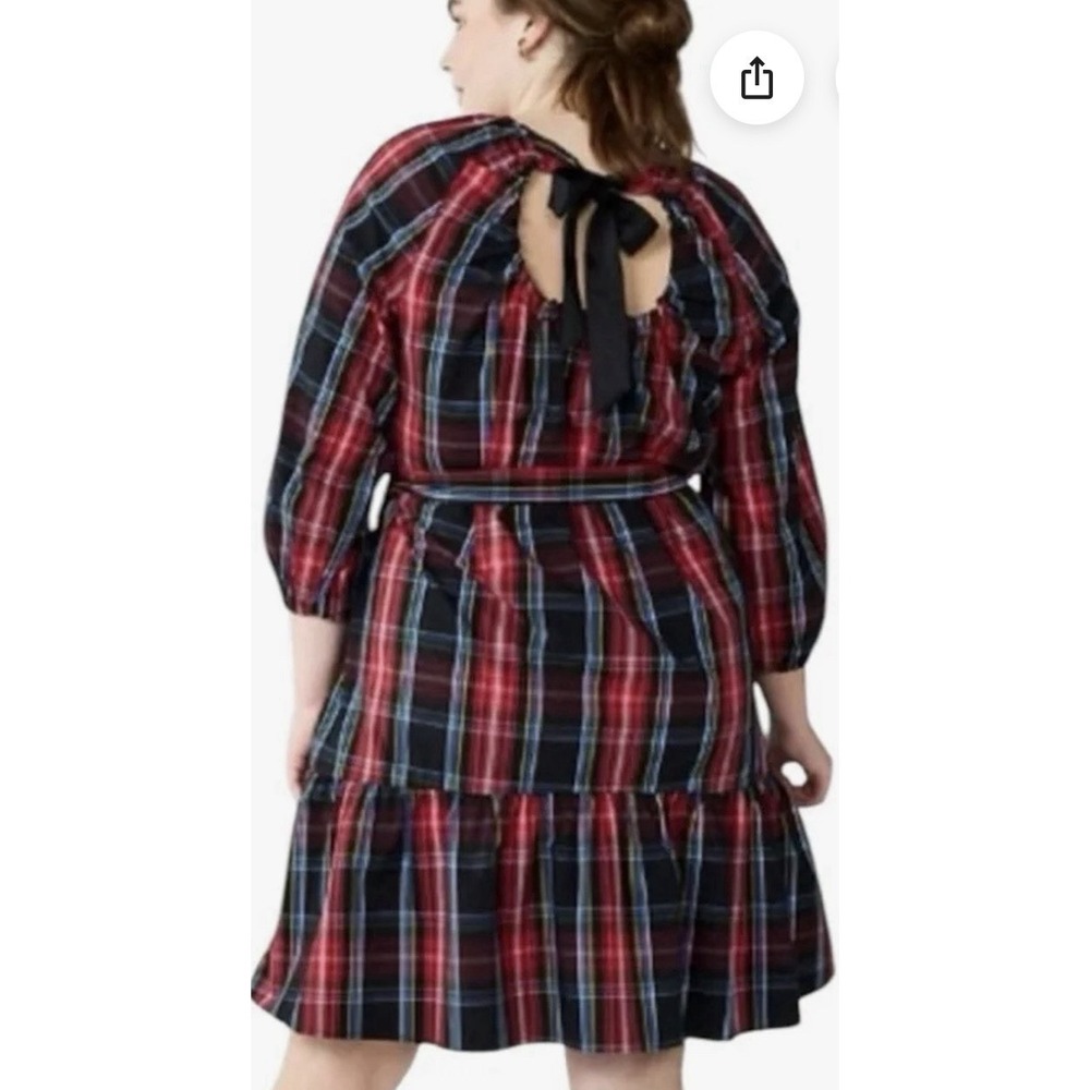 Draper James RSVP Tiered Red And Black Christmas Dress With Bow - Picture 2 of 8